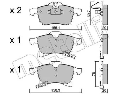 Klocki hamulcowe przednie tarczowe 2205390 Metelli