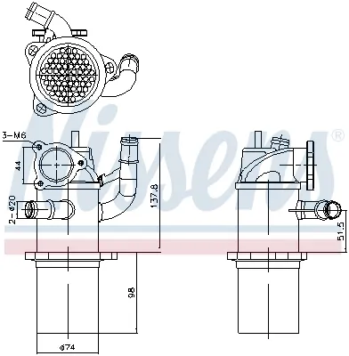 Chłodnica układu recyrkulacji spalin EGR 989423 Nissens