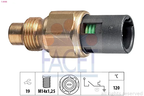 Czujnik temperatury płynu chłodzącego (włączenia wentylatora chłodnicy) 74048 Facet