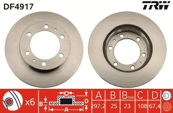 Tarcza hamulcowa przednia DF4917 TRW