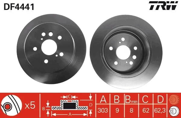 Tarcza hamulcowa tylna DF4441 TRW