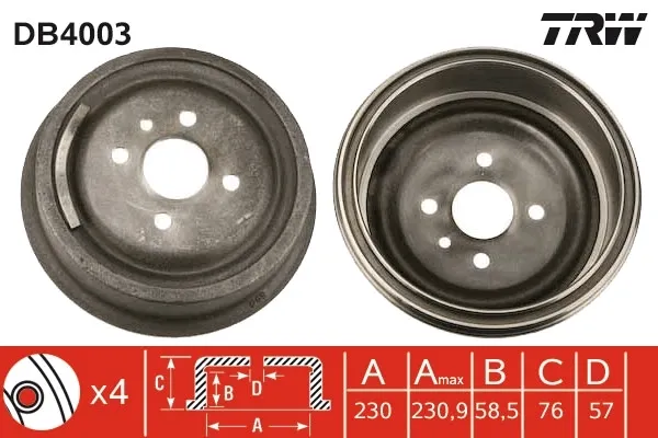 Bęben hamulcowy tylny DB4003 TRW