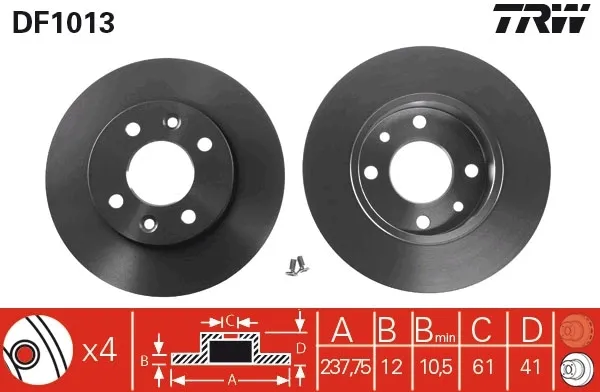 Tarcza hamulcowa przednia DF1013 TRW