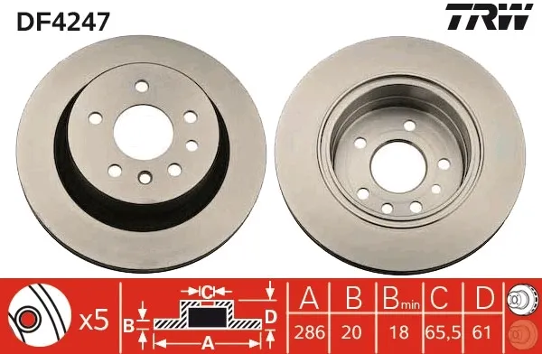 Tarcza hamulcowa tylna DF4247 TRW