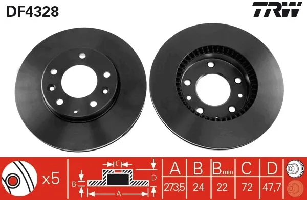 Tarcza hamulcowa przednia DF4328 TRW