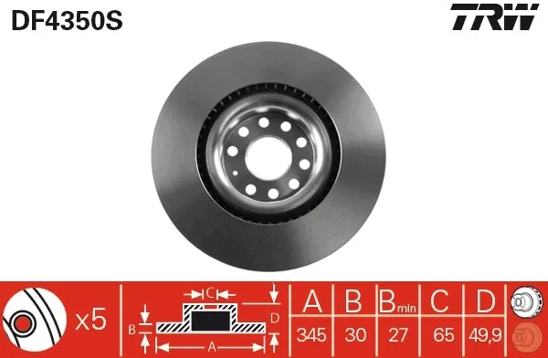 Tarcza hamulcowa przednia DF4350S TRW