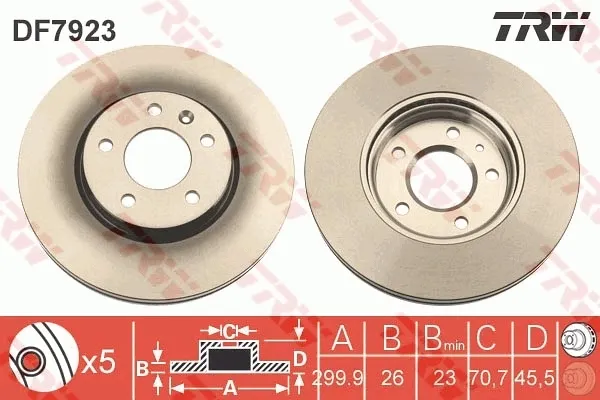 Tarcza hamulcowa przednia DF7923 TRW