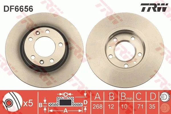 Tarcza hamulcowa tylna DF6656 TRW