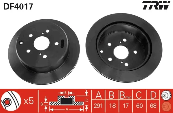 Tarcza hamulcowa tylna DF4017 TRW