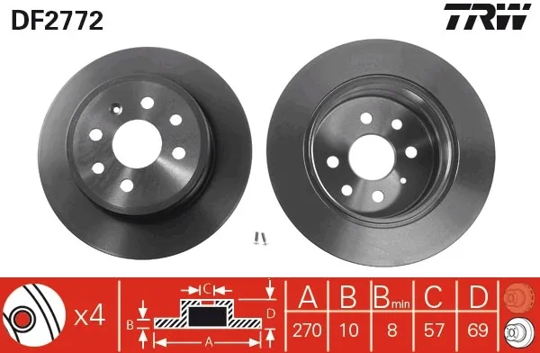 Tarcza hamulcowa tylna DF2772 TRW