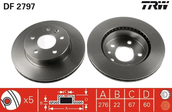 Tarcza hamulcowa przednia DF2797 TRW