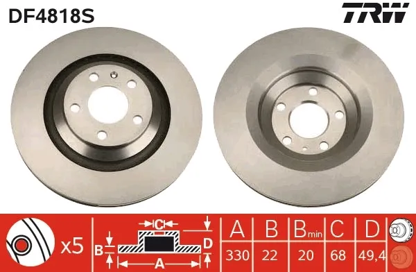 Tarcza hamulcowa tylna DF4818S TRW