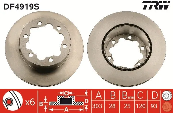 Tarcza hamulcowa tylna DF4919S TRW