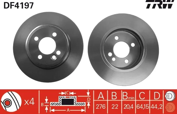 Tarcza hamulcowa przednia DF4197 TRW