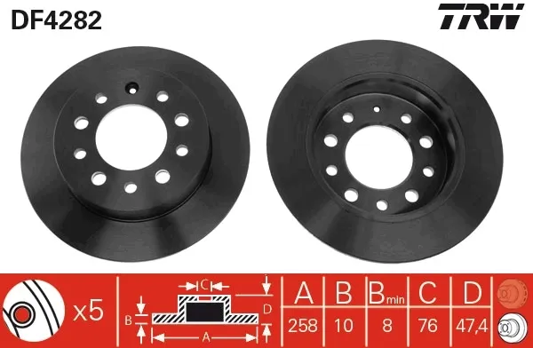 Tarcza hamulcowa tylna DF4282 TRW