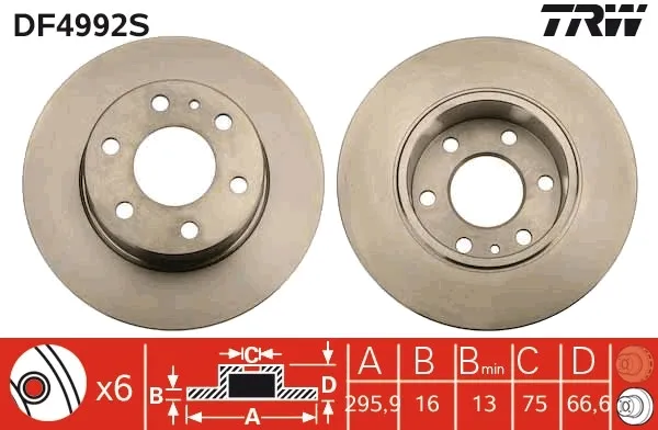 Tarcza hamulcowa tylna DF4992S TRW