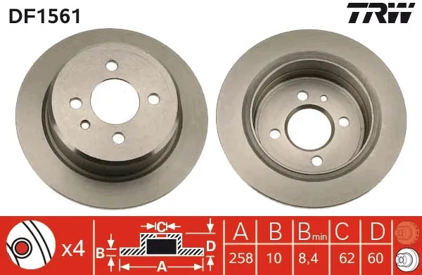 Tarcza hamulcowa tylna DF1561 TRW