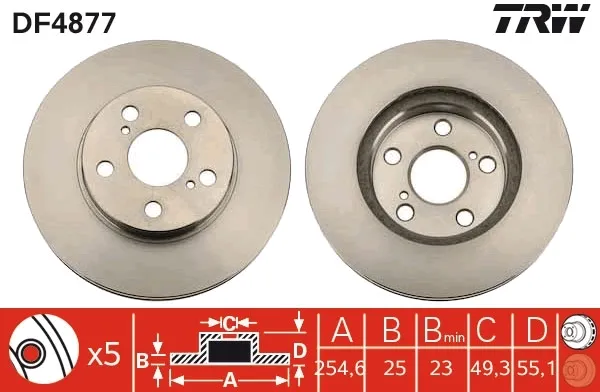 Tarcza hamulcowa przednia DF4877 TRW