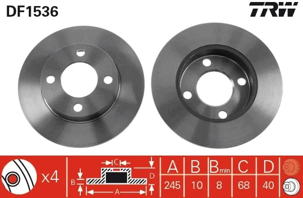 Tarcza hamulcowa tylna DF1536 TRW