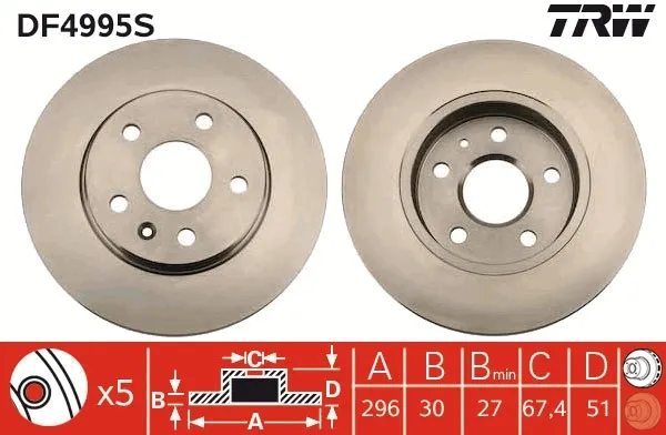 Tarcza hamulcowa przednia DF4995S TRW