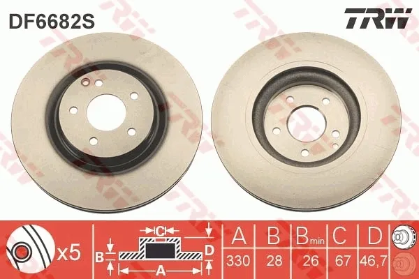 Tarcza hamulcowa przednia DF6682S TRW