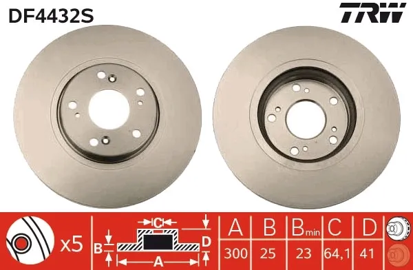 Tarcza hamulcowa przednia DF4432S TRW