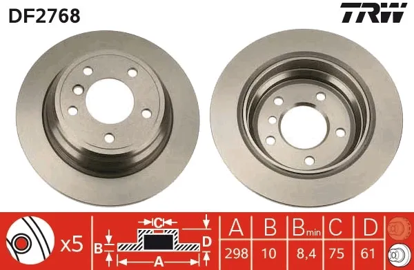 Tarcza hamulcowa tylna DF2768 TRW
