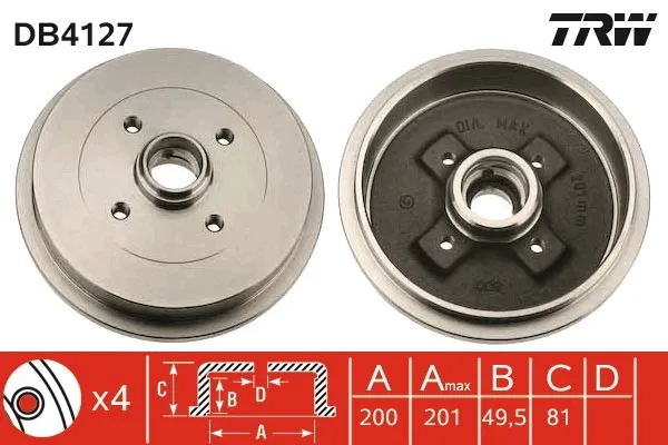 Bęben hamulcowy tylny DB4127 TRW