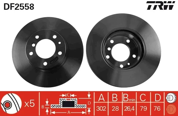Tarcza hamulcowa przednia DF2558 TRW