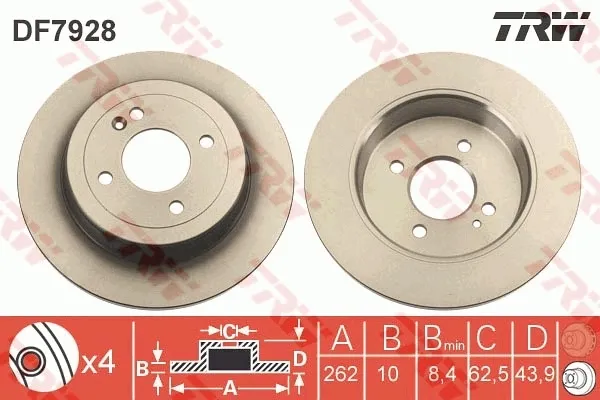 Tarcza hamulcowa tylna DF7928 TRW