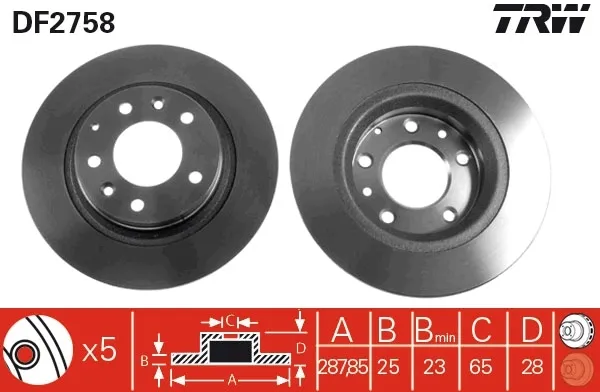 Tarcza hamulcowa przednia DF2758 TRW