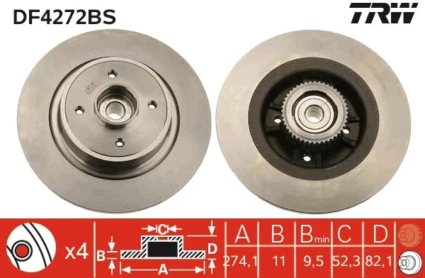 Tarcza hamulcowa tylna DF4272BS TRW