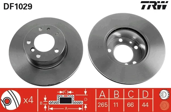 Tarcza hamulcowa tylna DF1029 TRW