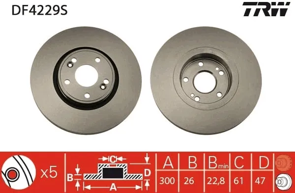 Tarcza hamulcowa przednia DF4229S TRW