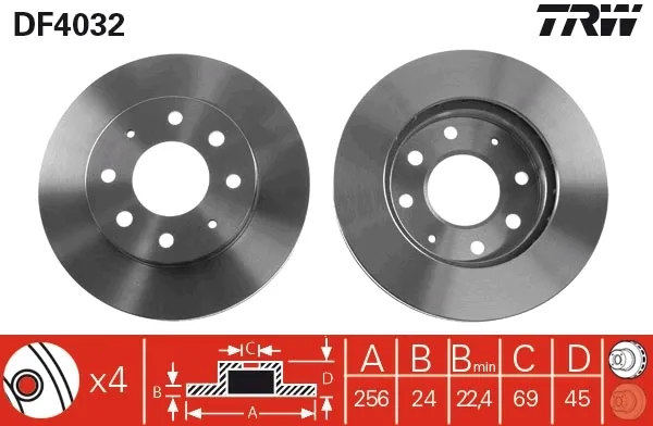 Tarcza hamulcowa przednia DF4032 TRW