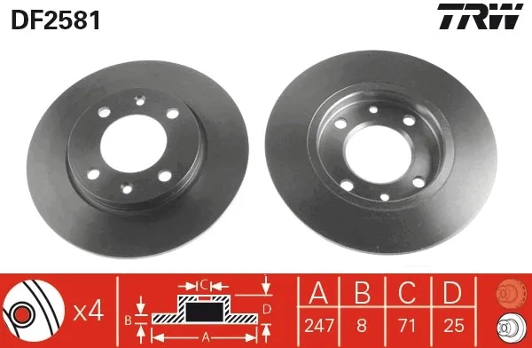 Tarcza hamulcowa tylna DF2581 TRW