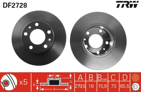 Tarcza hamulcowa przednia DF2728 TRW