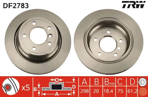 Tarcza hamulcowa tylna DF2783 TRW