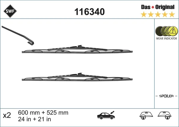 Pióro wycieraczki szyby przedniej, zestaw (2 szt.) Opel Vivaro F7