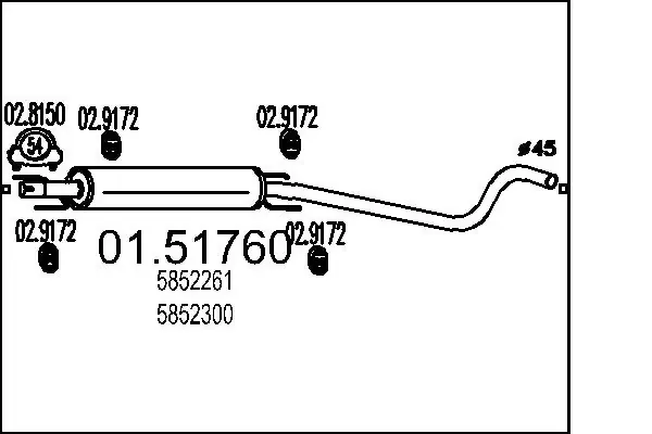 Tłumik, środkowa część 0151760 MTS