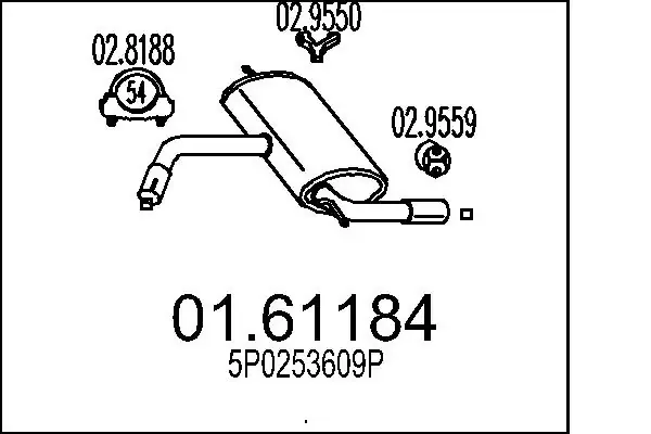 Tłumik, tylna część 0161184 MTS