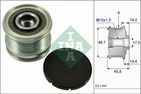 Koło pasowe alternatora 535016810 INA