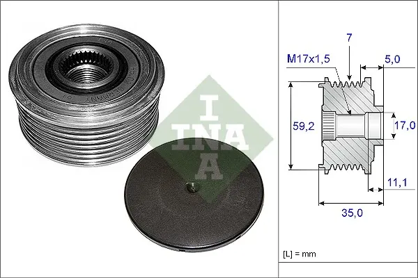 Koło pasowe alternatora 535008710 INA