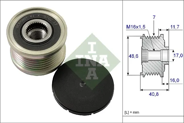 Koło pasowe alternatora 535008010 INA