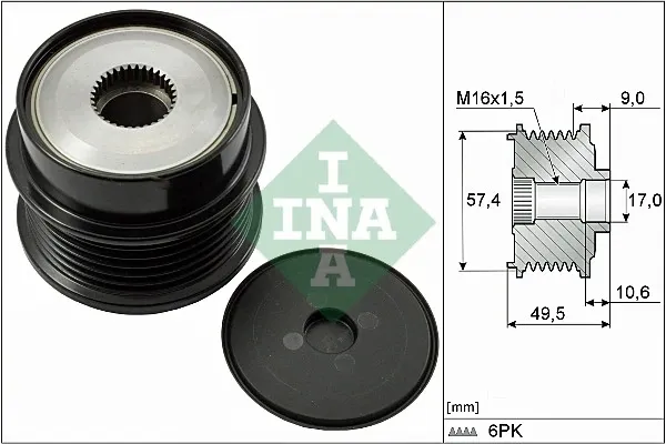 Koło pasowe alternatora 535018910 INA