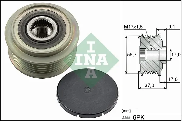 Koło pasowe alternatora 535003510 INA