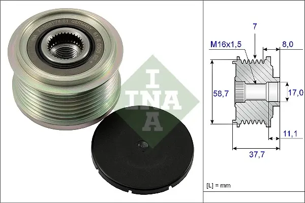 Koło pasowe alternatora 535012810 INA