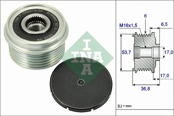 Koło pasowe alternatora 535007410 INA