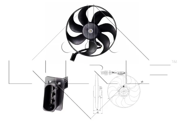 Wentylator elektryczny układu chłodzenia kompletny (silnik+wirnik) 47064 NRF