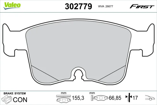 Klocki hamulcowe przednie tarczowe 302779 VALEO